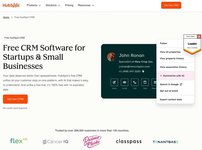 HubSpot CMS includes a built-in CRM for small businesses.